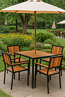 Bolero Steel & Acacia Armchair