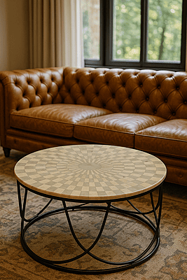 Jolie Engraved Marble Top Coffee Table