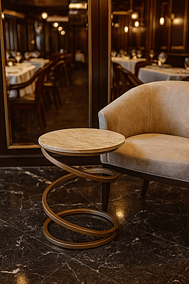 Sping Marble Top Peg Accent End Table