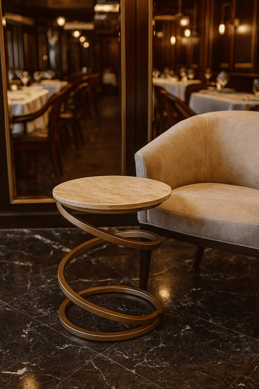 Sping Marble Top Peg Accent End Table