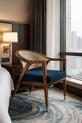 Trestle Cane Back Accent Chair