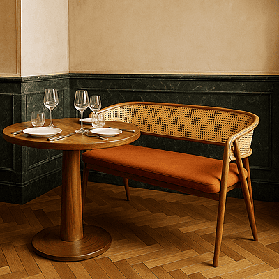 Motera Two Seater Bench Cane Back