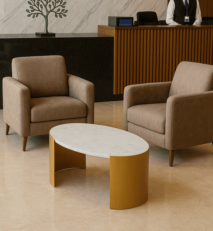 Erin Oval Marble Top Coffee Table