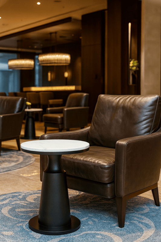 Ravine Solidwood Accent Peg Sofa Marble Top End Table