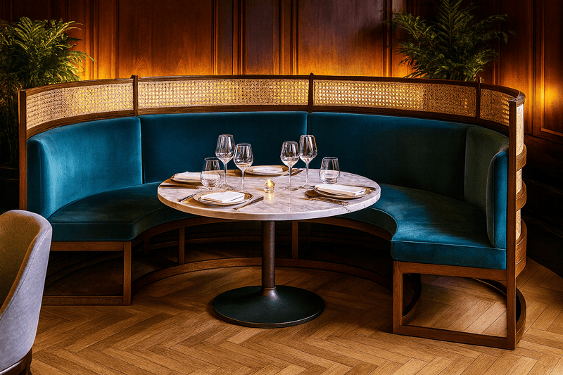 Perry Round Seating Cane Restaurant Booth