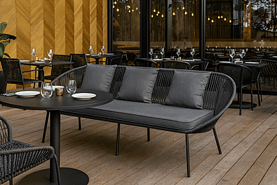 Leoppard Weaved Outdoor Two Seater Bench