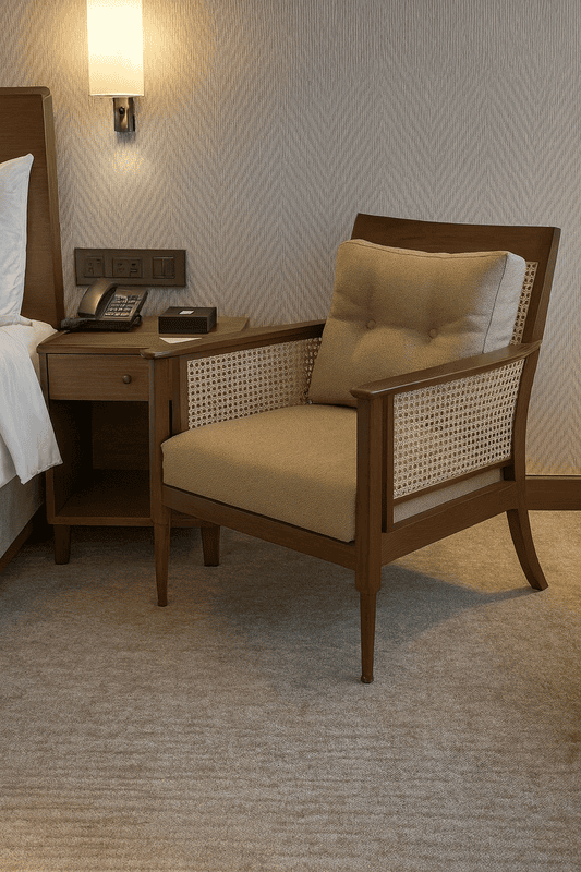 Pisces Solidwood Cane Room Accent Sofa Chair