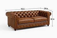 Marvel Chesterfield Premium Leather Three Seater Sofa