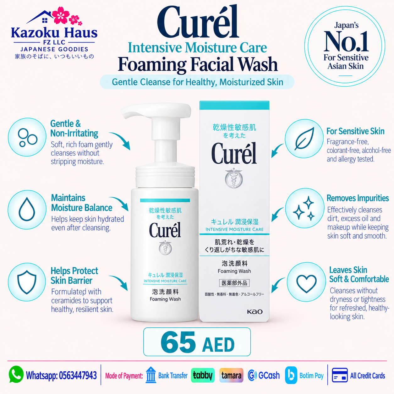 Curel intensive moisture care Foaming Facial Wash