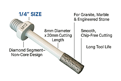 CNC Profile Finger Non-Core Bit - 1/4" M12 (8mm x 20mm) CNC Profile Finger Non-Core Bit - 1/4" M12 (8mm x 20mm)
