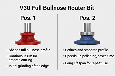 V30 Full Bullnose Router Bit - Cont, Pos 2