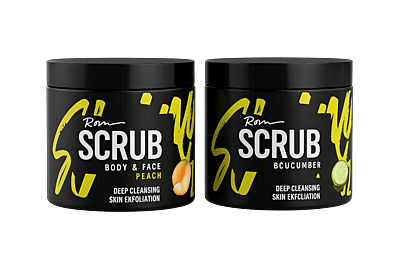 Roqvel Body & Face Scrub with peach and cucumber for gentle exfoliation