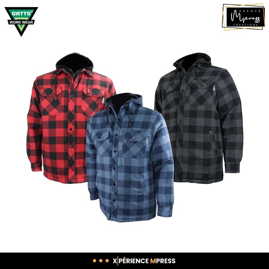 Chemise de travail en flanelle doublée avec capuchon
