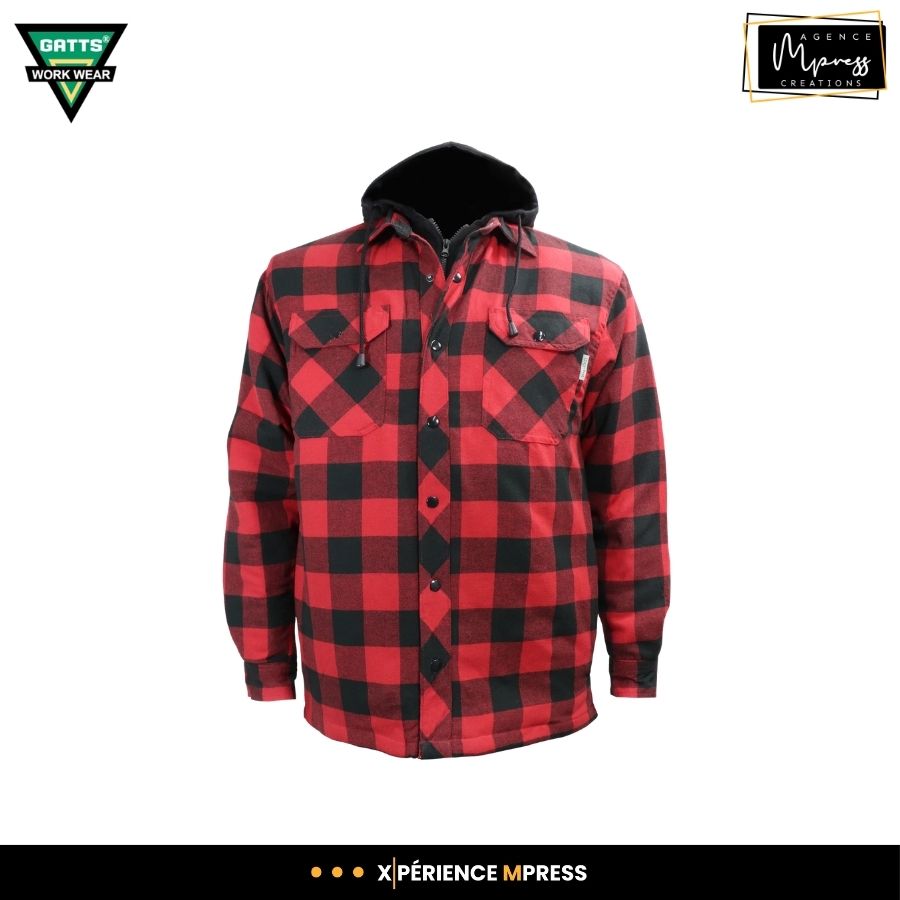 Chemise de travail en flanelle doublée avec capuchon