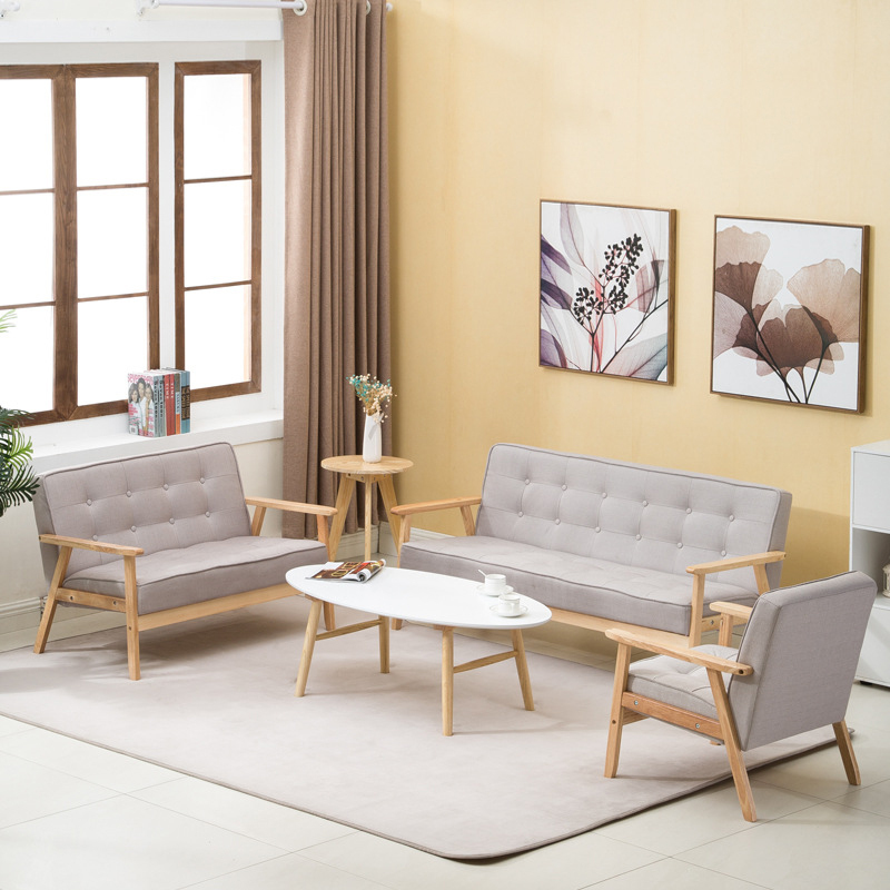 Childrens Modern Fabric 3 Seater Sofa Grey