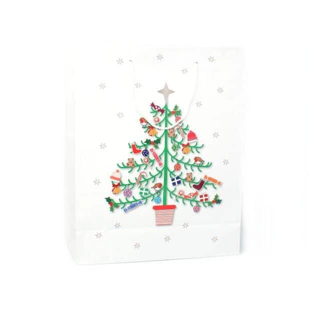 32x26x10cm Christmas tree print gift bag