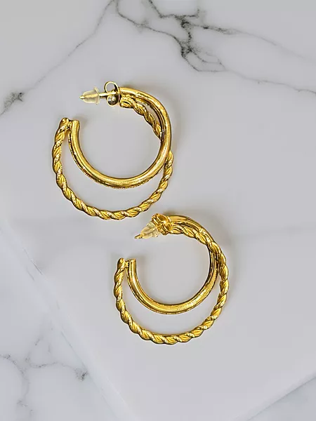 Chunky Gold-Tone Twisted Hoop Earrings