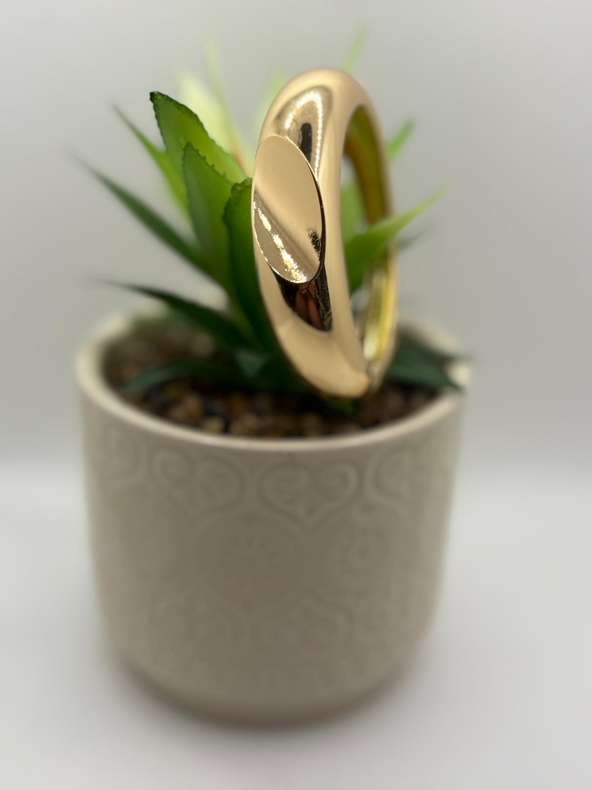 Chunky Polished Gold Dome Cuff Bangle