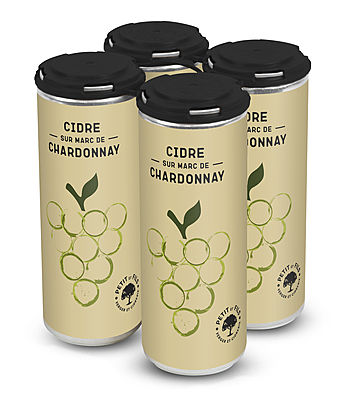 Cidre sur marc de Chardonnay Cannette 355 ML (ensemble de 4)