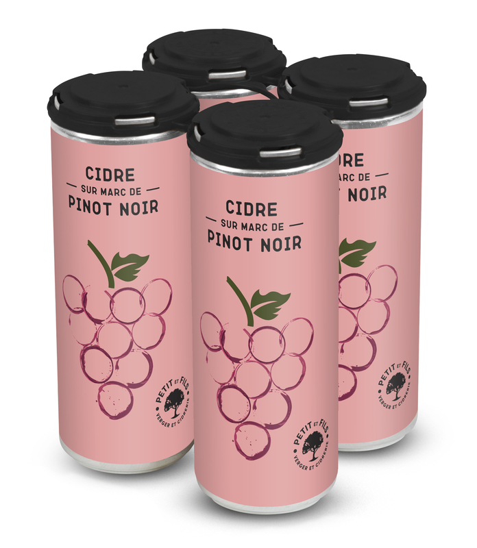 Cidre sur marc de Pinot Noir Cannette 355 ML (ensemble de 4) Cidre sur marc de Pinot Noir Cannette 355 ML (ensemble de 4)