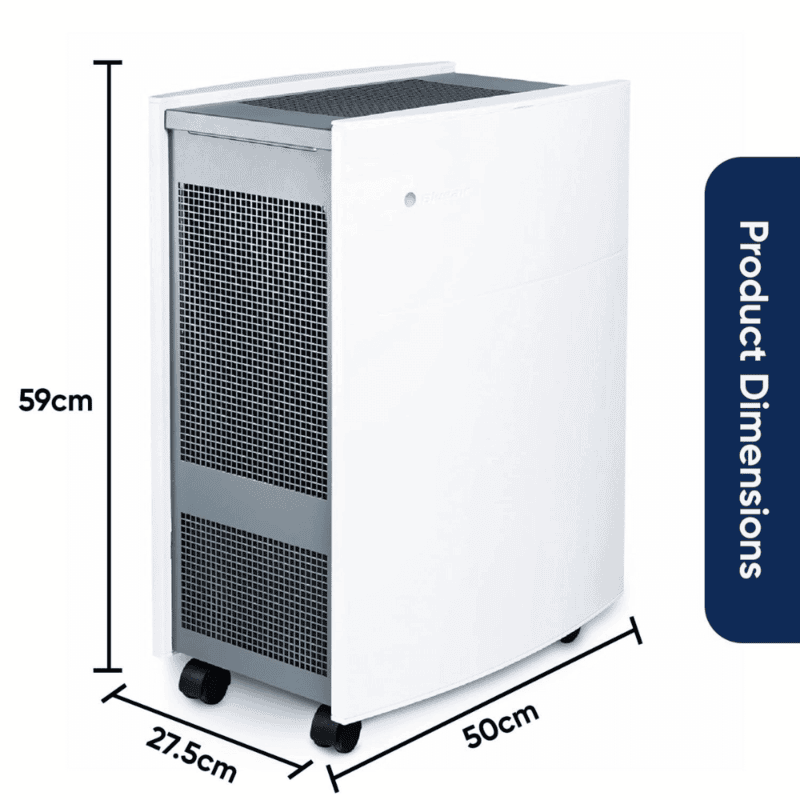Blueair Classic 680i smart air purifier with app connectivity and particle filtration.