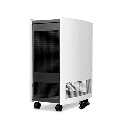 Front view of the white Blueair Classic 680i air purifier cleaning 775 sq. ft.