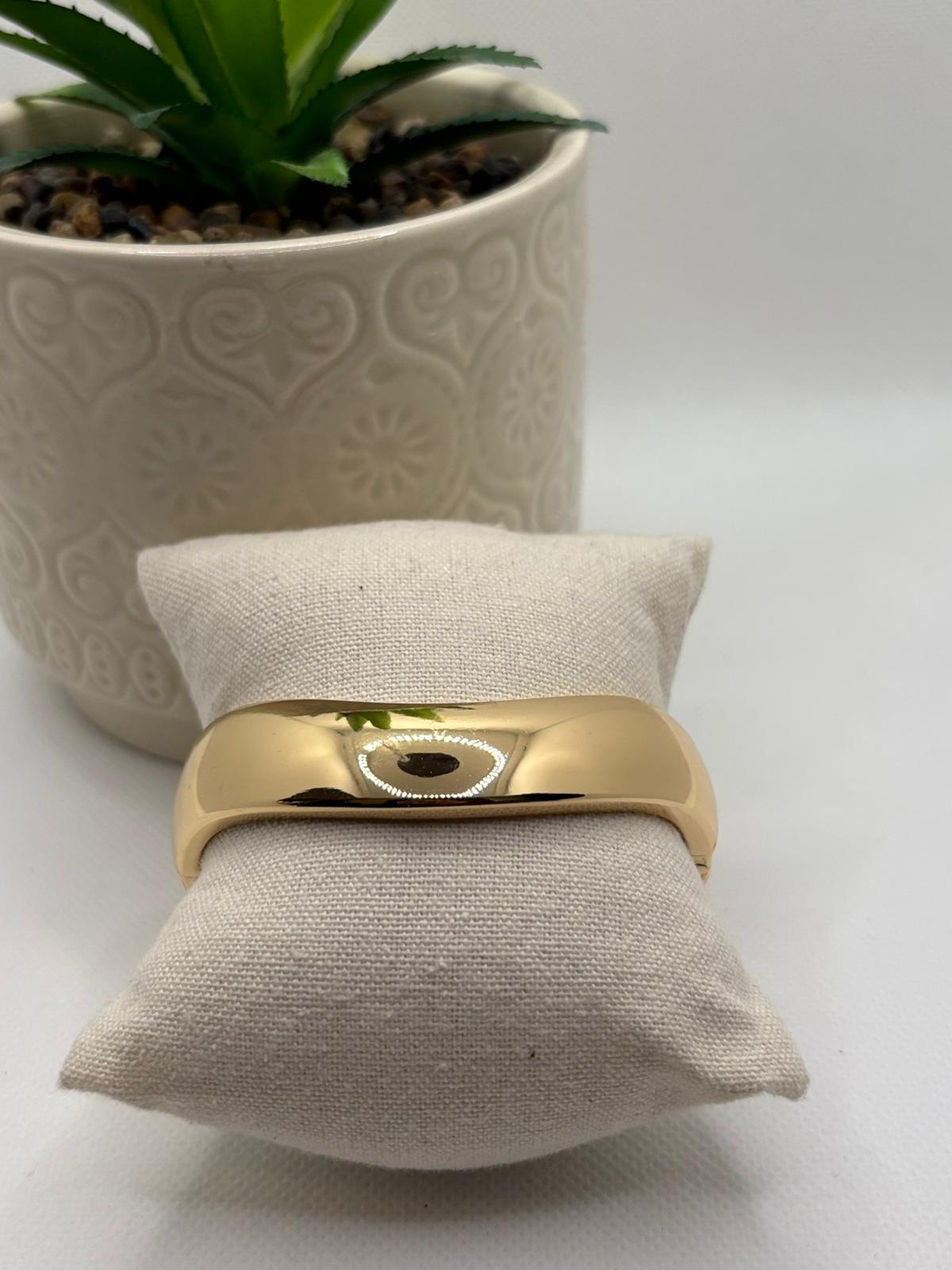 Chunky Polished Gold Dome Cuff Bangle