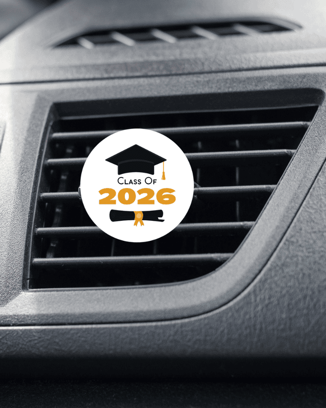 Summit Series Classic graduation car air freshener with customizable Class of 2026 design