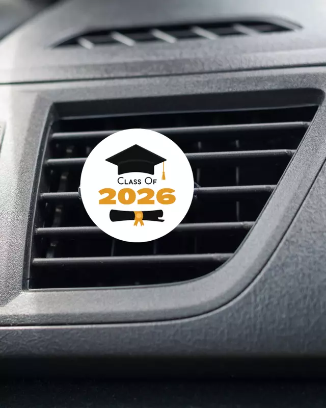 Summit Series Classic graduation car air freshener with customizable Class of 2026 design