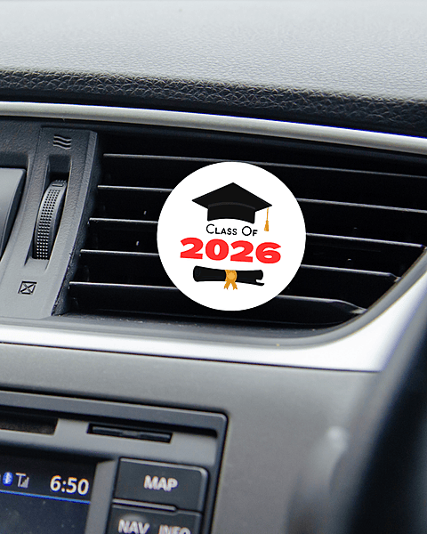 Summit Series Classic graduation car air freshener with customizable Class of 2026 design