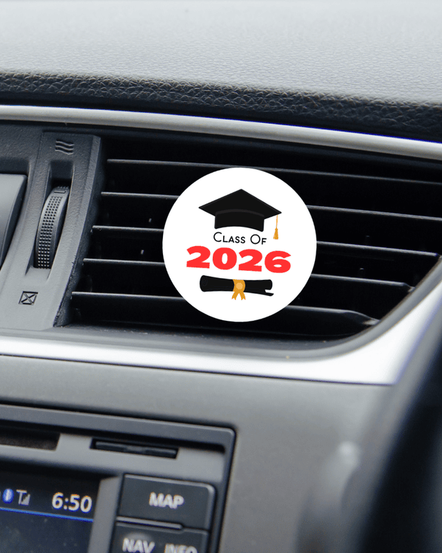 Summit Series Classic graduation car air freshener with customizable Class of 2026 design