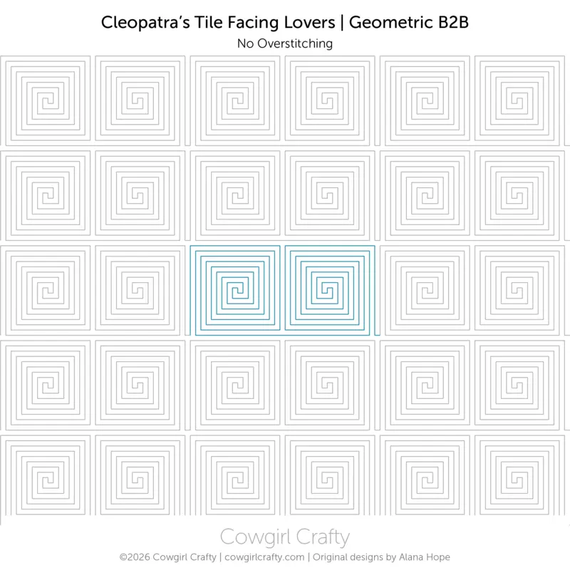 Cleopatra's Tile | Facing Lovers and Single Set | B2B | Modern Longarm Digital Quilting Pattern