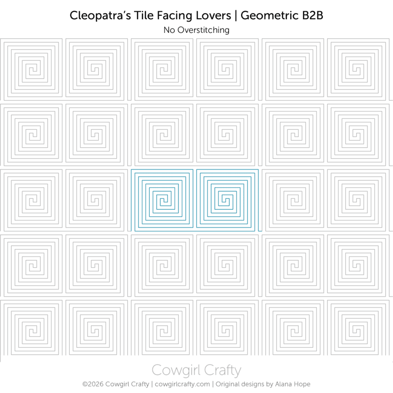Cleopatra's Tile | Facing Lovers and Single Set | B2B | Modern Longarm Digital Quilting Pattern