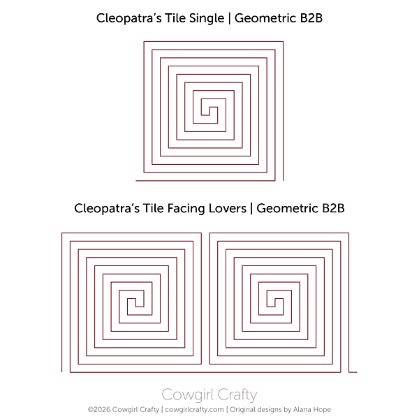 Cleopatra's Tile | Facing Lovers and Single Set | B2B | Modern Longarm Digital Quilting Pattern