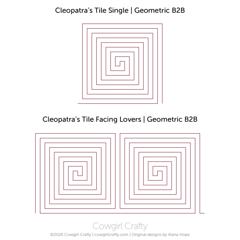 Cleopatra's Tile | Facing Lovers and Single Set | B2B | Modern Longarm Digital Quilting Pattern