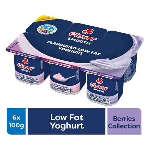 Clover Classic Low Fat Smooth Berry Yoghurt 6 x 100g