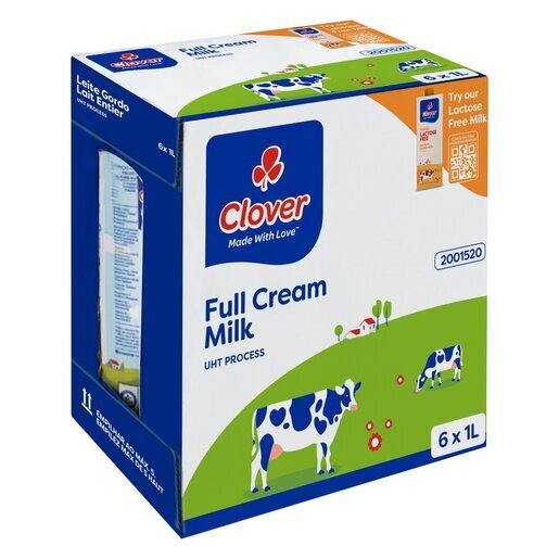 Clover UHT Long Life Full Cream Milk Carton 6 x 1L