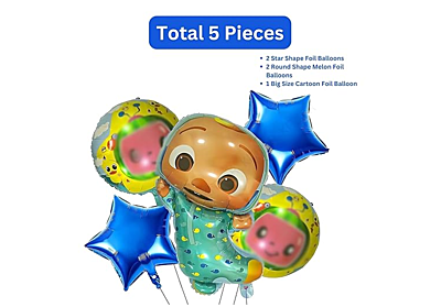 Cocomelon Theme Foil Balloons - (Pack of 5)