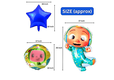 Cocomelon Theme Foil Balloons - (Pack of 5)