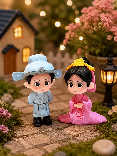 Traditional Couple Miniature Figurines – Terrarium & Fairy Garden Décor