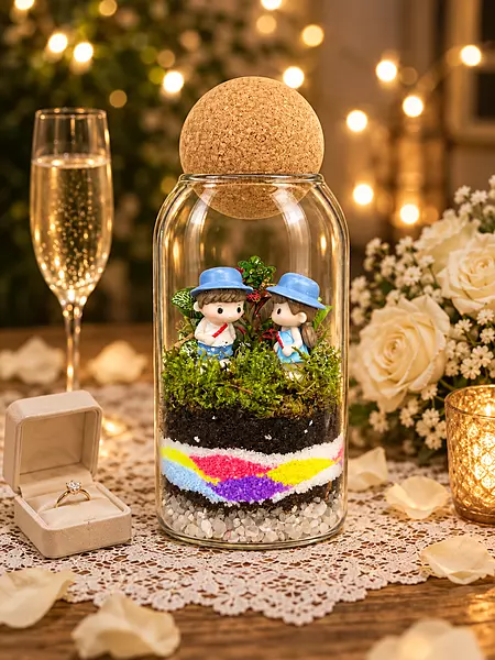 Bride & Groom Glass Terrarium Keepsake