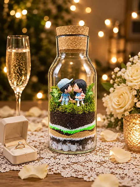 Couple Glass Terrarium with Cork Lid