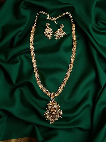 Coin Lakshmi Haram with pearls