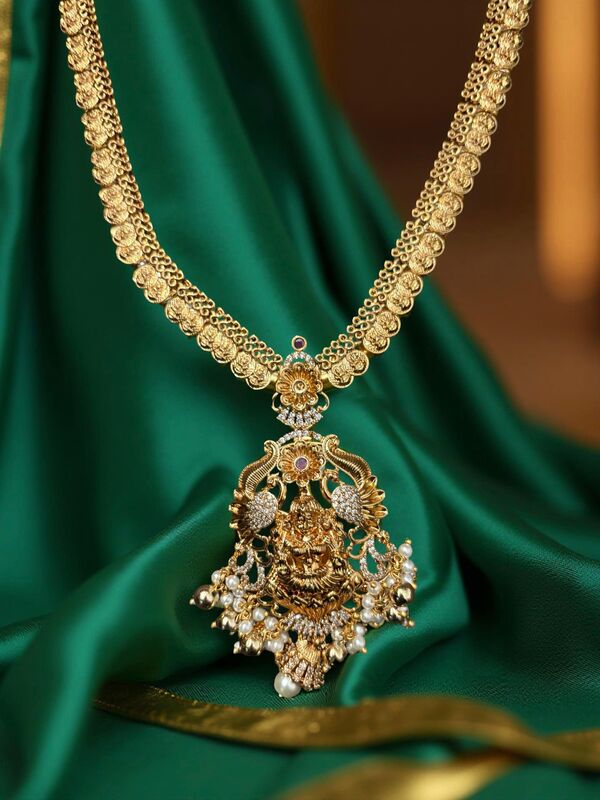 Coin Lakshmi Haram with pearls