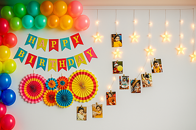 Printed Mini Wooden Clips/Pegs (Set of 12) - Party Decorations