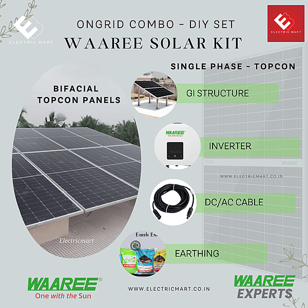 WAAREE 4.5 kW On Grid Single Phase Bifacial Topcon DCR Solar Kit