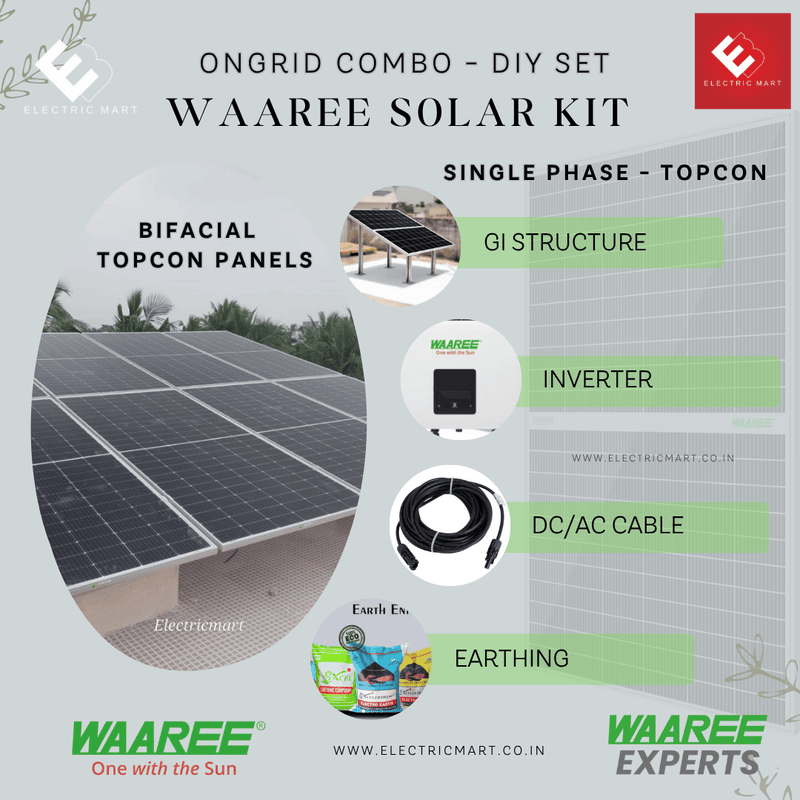 WAAREE 4.5 kW On Grid Single Phase Bifacial Topcon DCR Solar Kit
