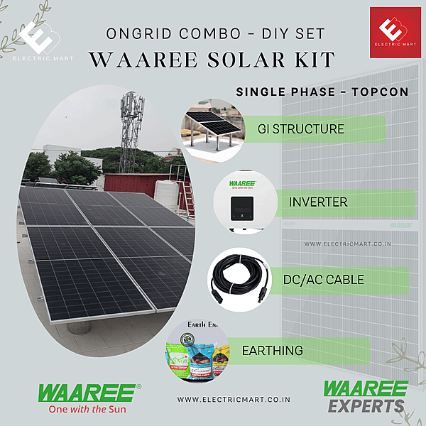 WAAREE  3.4KW On Grid  Bifacial Topcon DCR Solar Kit