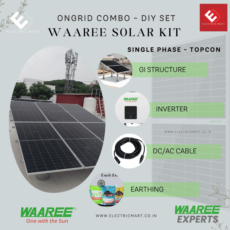 WAAREE 3.4KW On Grid Bifacial Topcon DCR Solar Kit
