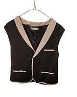 Grey and Black Shawl Collar Vest